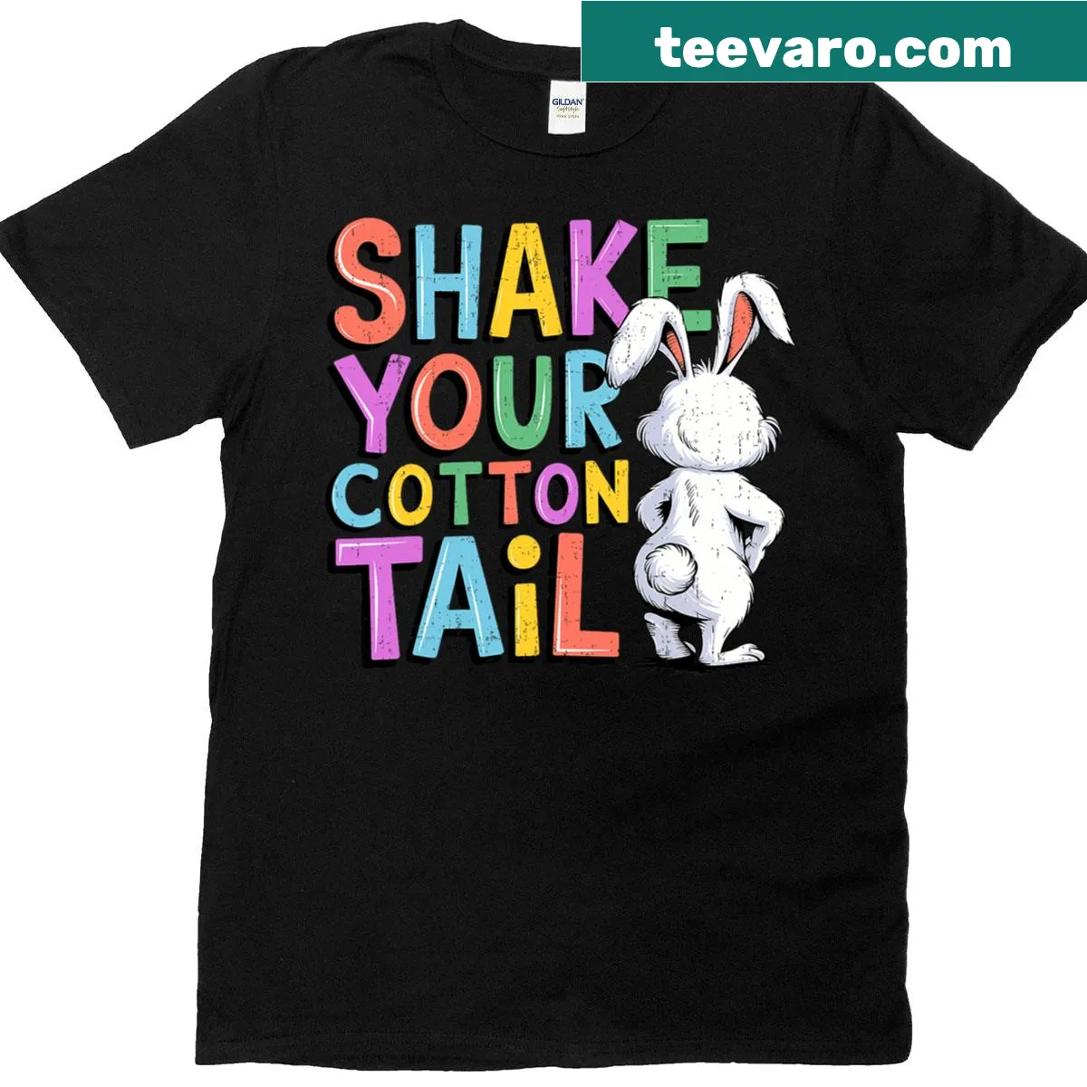 Cartoon Easter Bunny t-shirt with funny Cotton Tail design — on a men's t-shirt