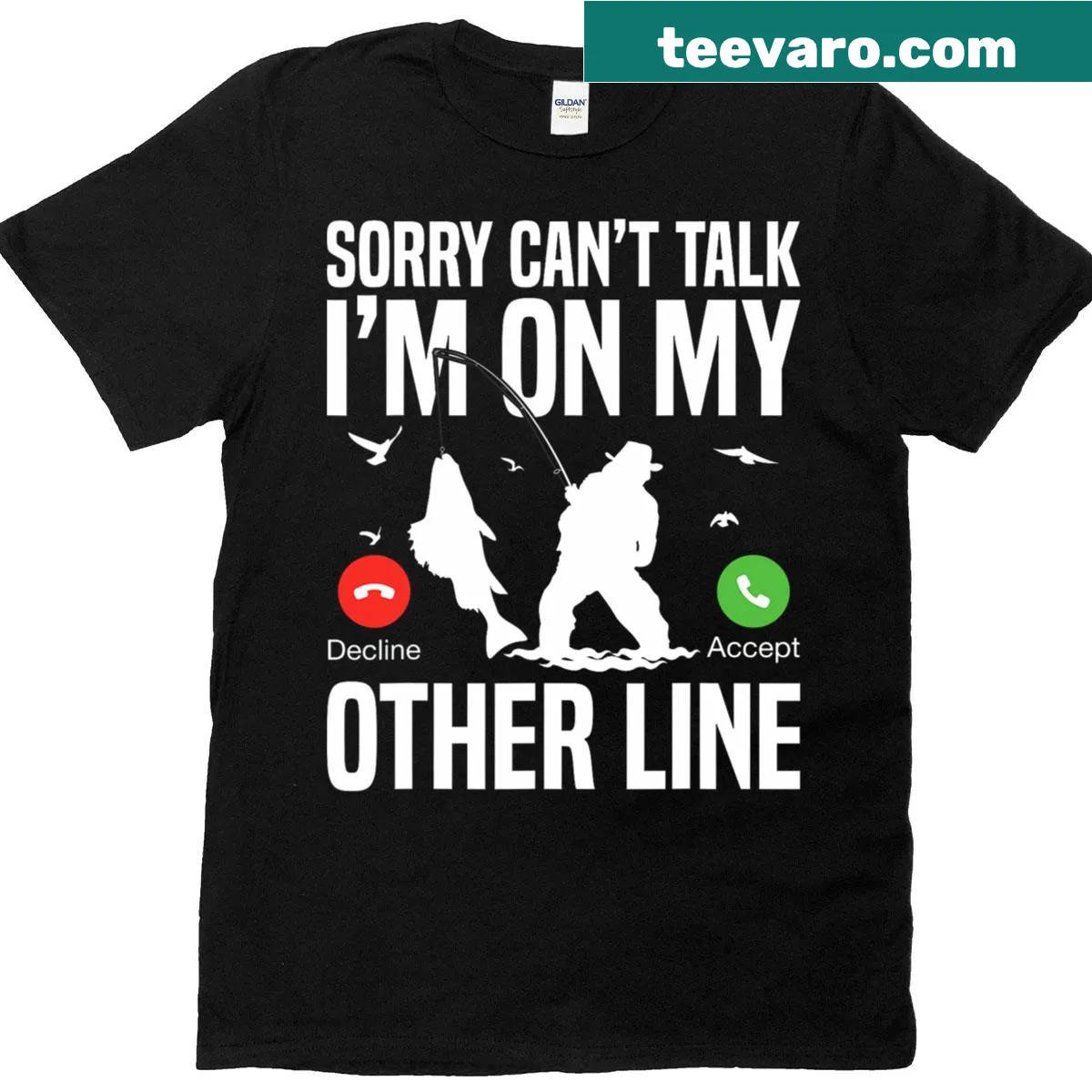 Funny fisherman graphic design for fishing lovers. — on a men's t-shirt