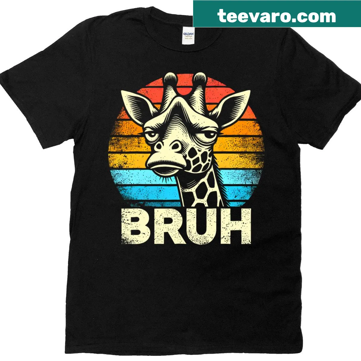 Giraffe graphic with the phrase 'Bruh' for kids and fun-loving adults — on a men's t-shirt