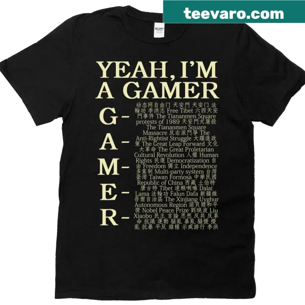 Vintage-style T-shirt with gamer-themed graphic and humorous text