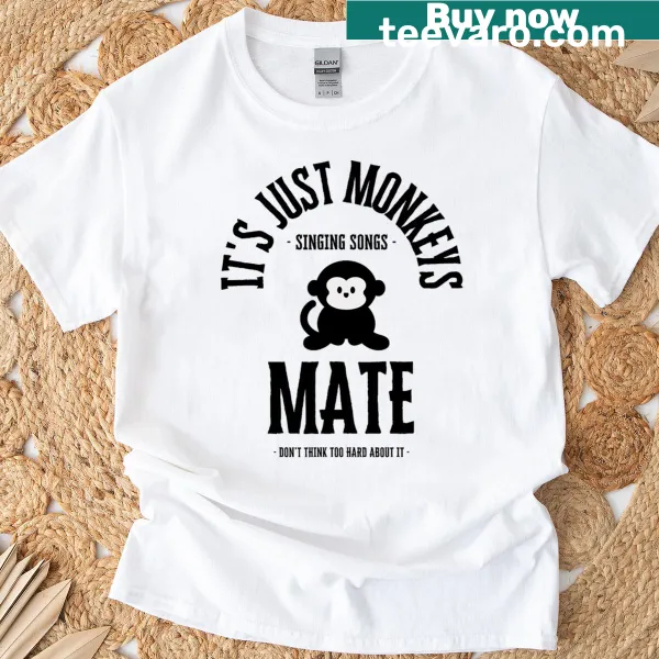 Vintage-style T-shirt with a humorous monkey singing graphic