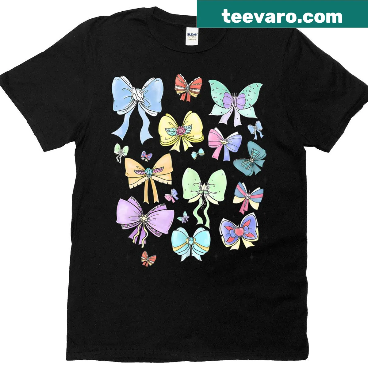 Cute princess T-shirt with a cartoon design and bow for girls — on a men's t-shirt