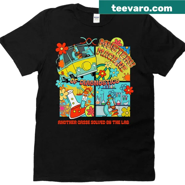 Mystery Machine graphic for Tech Lab Week 2025 on a t-shirt