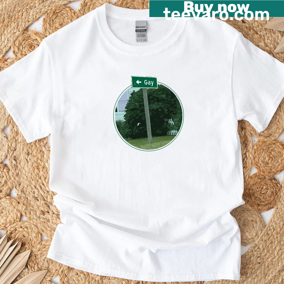 Gay Sign t-shirt with bold lettering — on a men's t-shirt