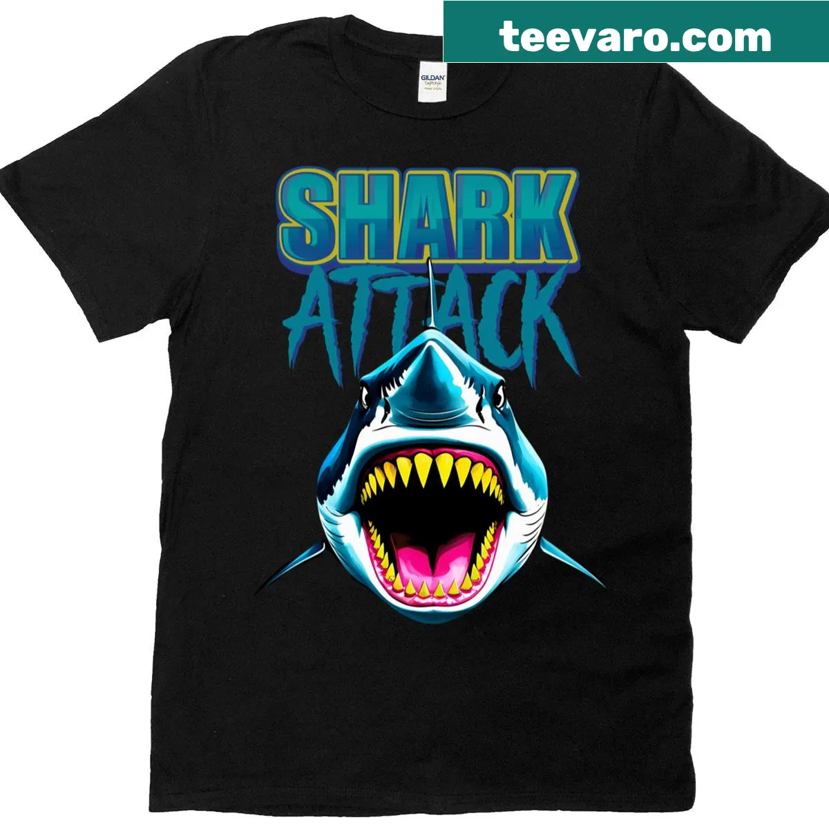 Bold marine life t-shirt featuring a great white shark graphic — on a men's t-shirt