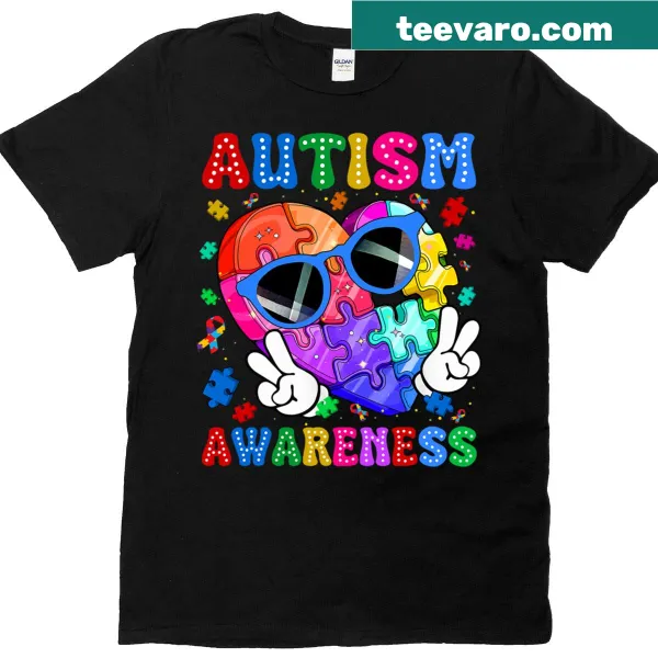 Groovy autism awareness t-shirt with playful typography design