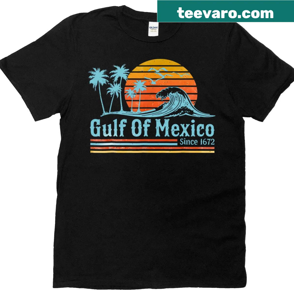 Retro vintage beach graphic on Gulf Of Mexico men's t-shirt — on a men's t-shirt