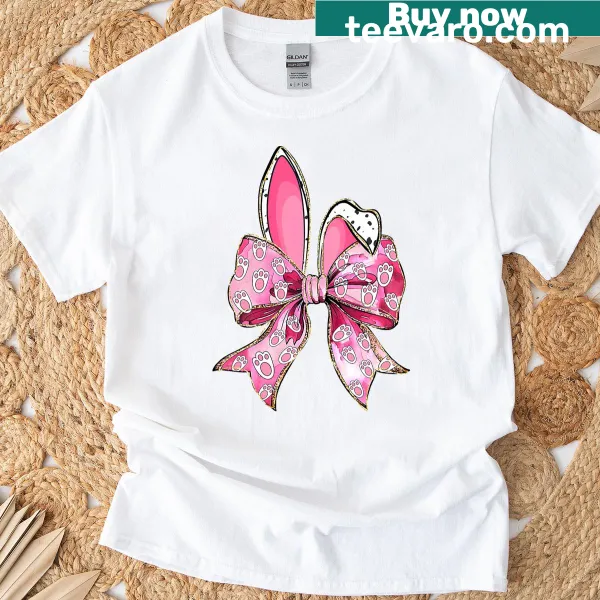Cute Easter Bunny t-shirt with coquette bow and ears design