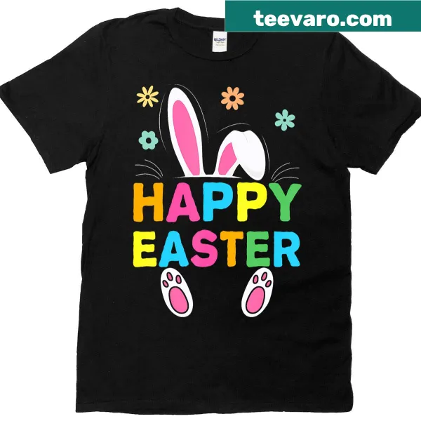 Funny bunny rabbit face graphic on a girls' Easter T-shirt
