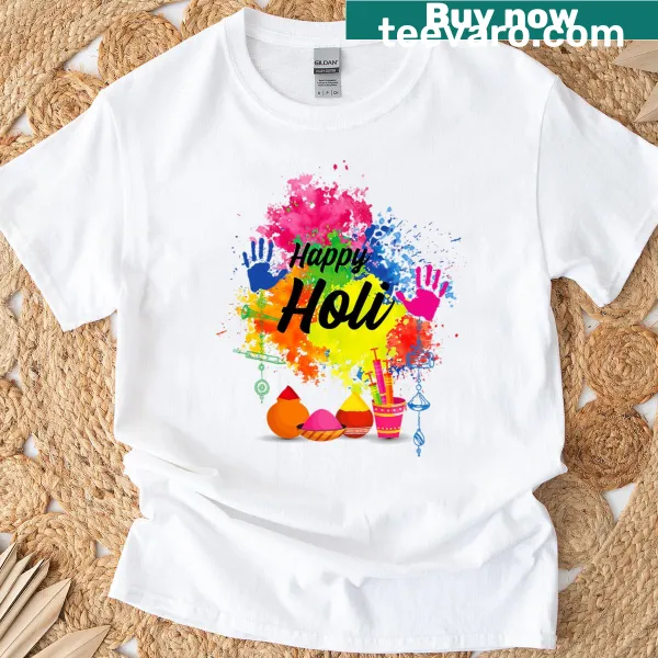 Holi Festival t-shirt celebrating colors, suitable for men and kids