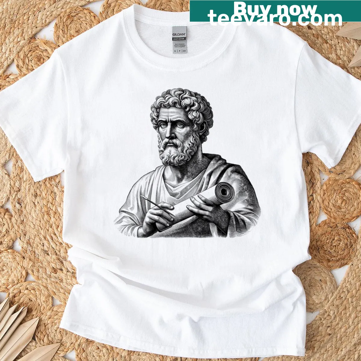 Hippocrates portrait graphic on a T-shirt — on a men's t-shirt
