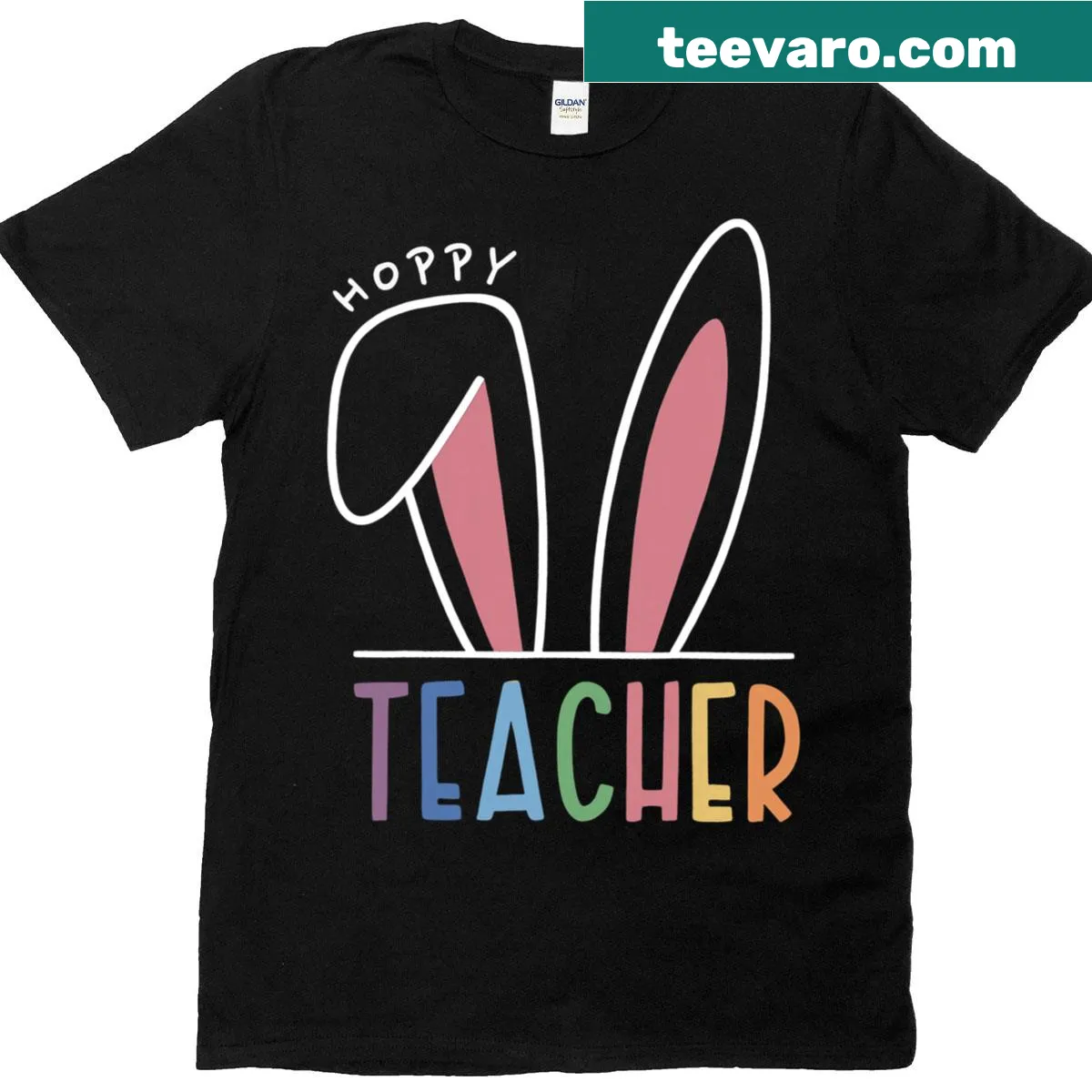 Cute rabbit with bunny ears illustration on T-shirt for teachers — on a men's t-shirt