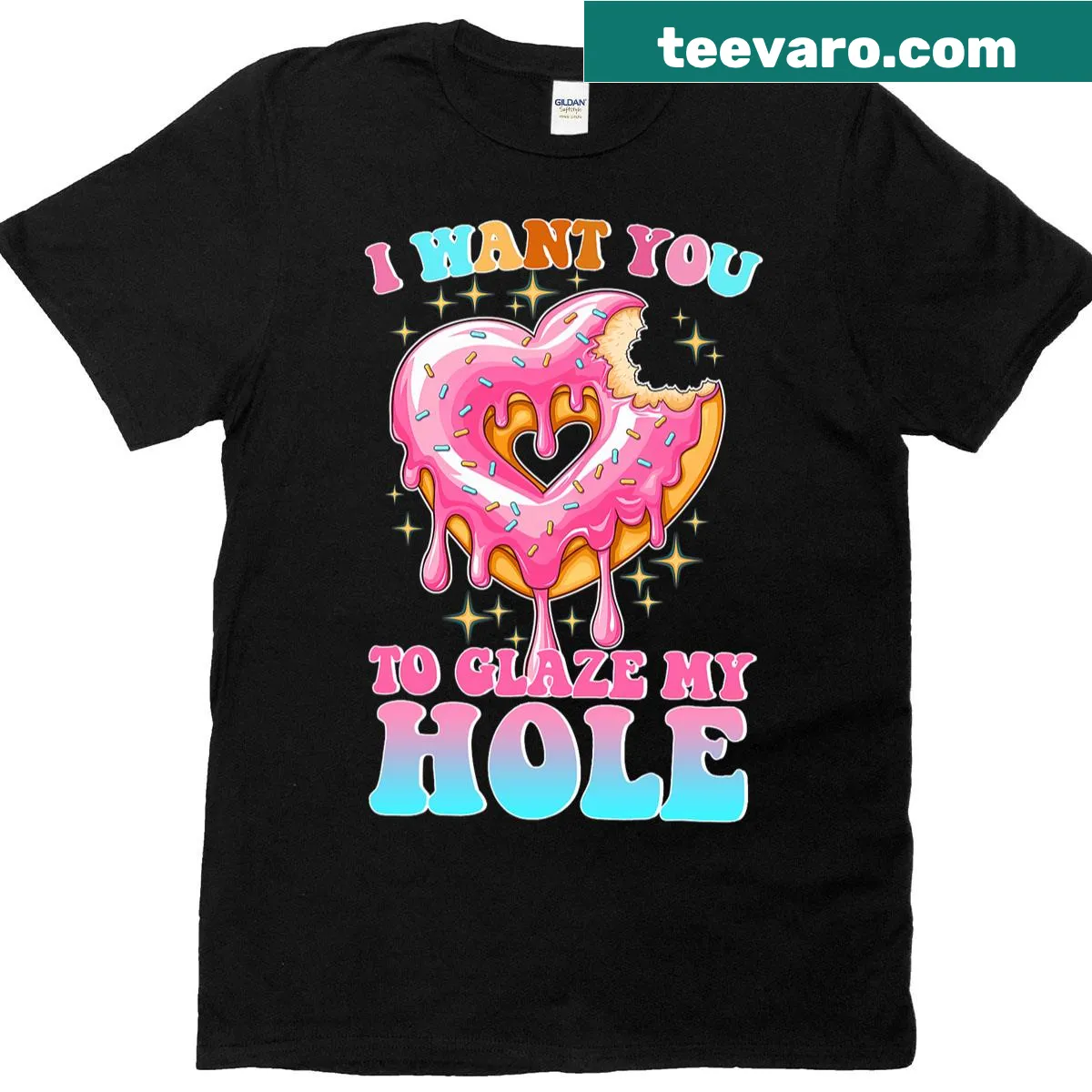 Humorous donut-themed T-shirt with fun text — on a men's t-shirt