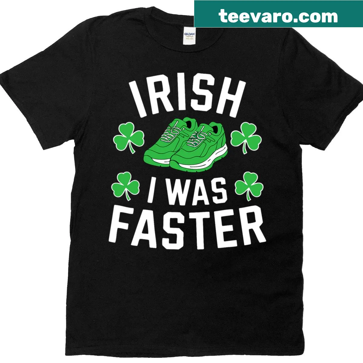 Funny St. Patrick's Day T-shirt with 'Irish I Was Faster' text — on a men's t-shirt