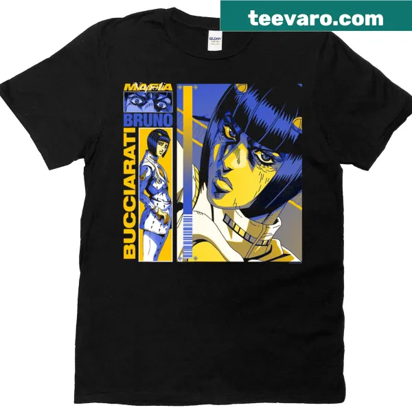 Anime-inspired illustration of Bucciarati on a T-shirt