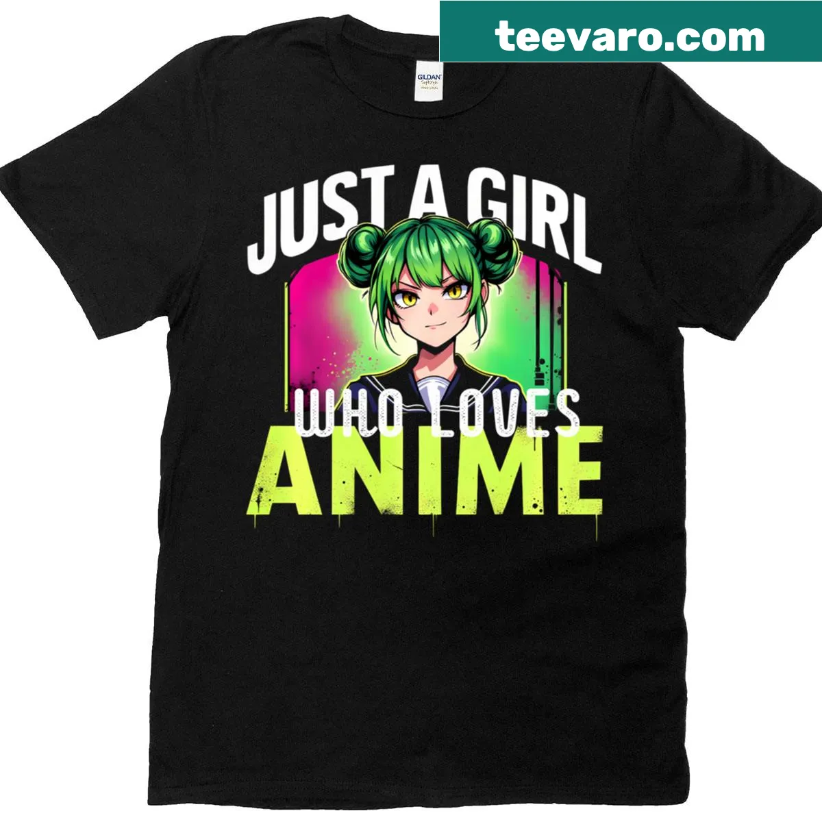 Illustrated t-shirt for anime lovers with playful graphics. — on a men's t-shirt
