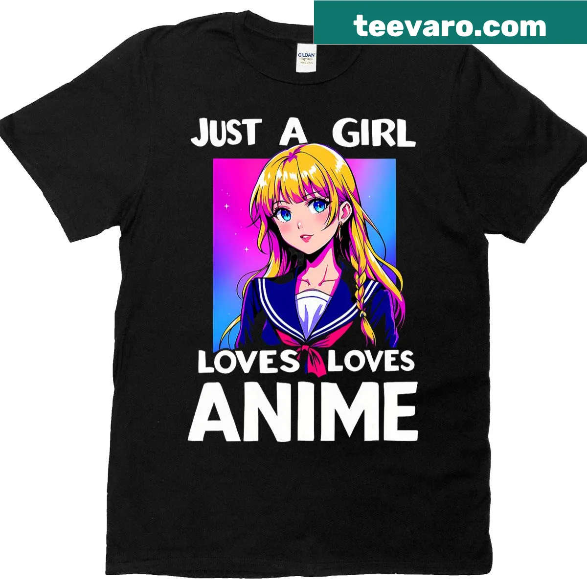 T-shirt with text 'Just A Girl Who Loves Anime' — on a men's t-shirt