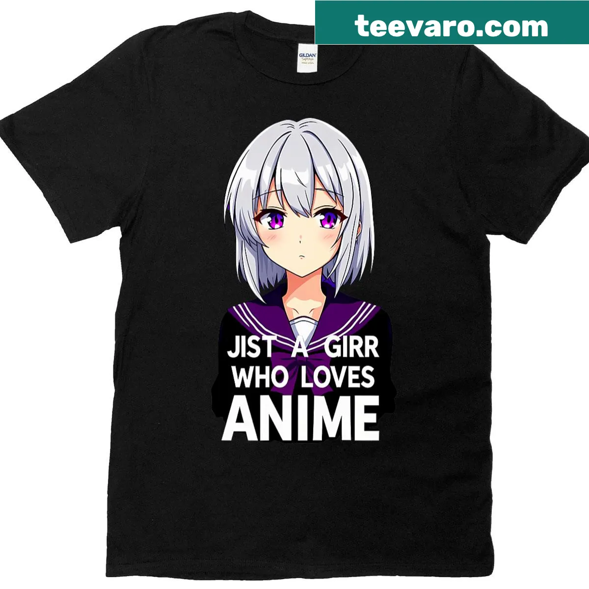 Text design expressing love for anime — on a men's t-shirt