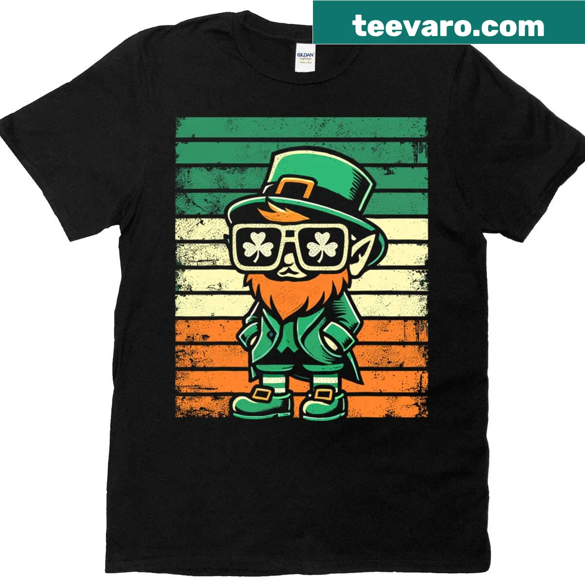 Funny St Patrick's Day T-shirt with a whimsical leprechaun illustration — on a men's t-shirt