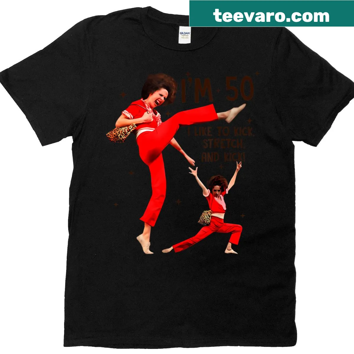 Whimsical birthday T-shirt for a mom turning 50 with playful text — on a men's t-shirt