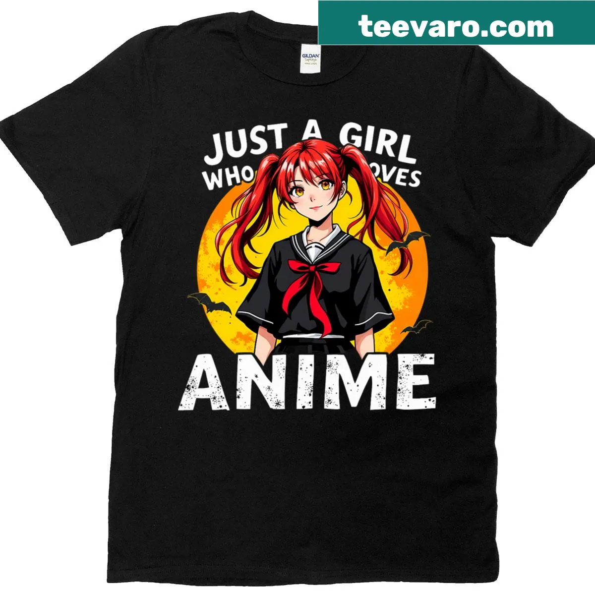 Typography T-shirt for anime lovers, saying 'Just A Girl Who Loves Anime' — on a men's t-shirt