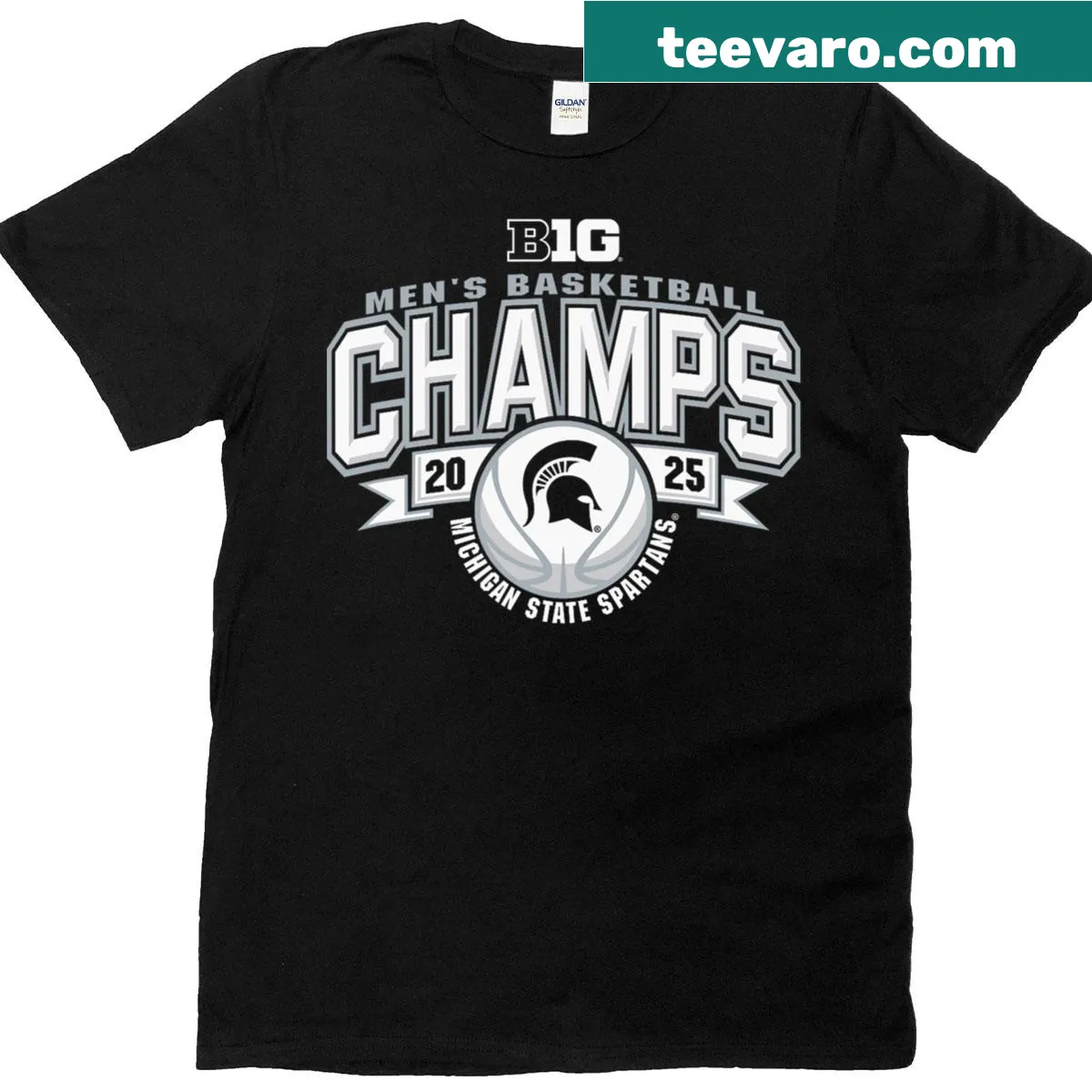 Michigan State Spartans T-shirt celebrating Big Ten Champs 2025 — on a men's t-shirt
