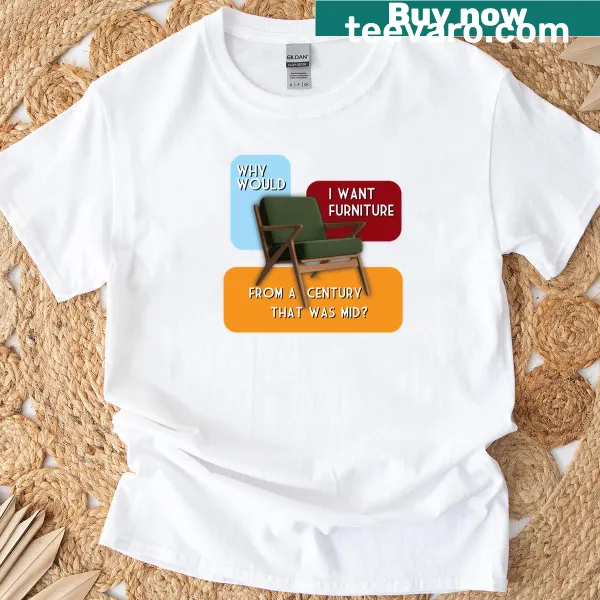 T-shirt featuring a graphic of a mid-century modern chair
