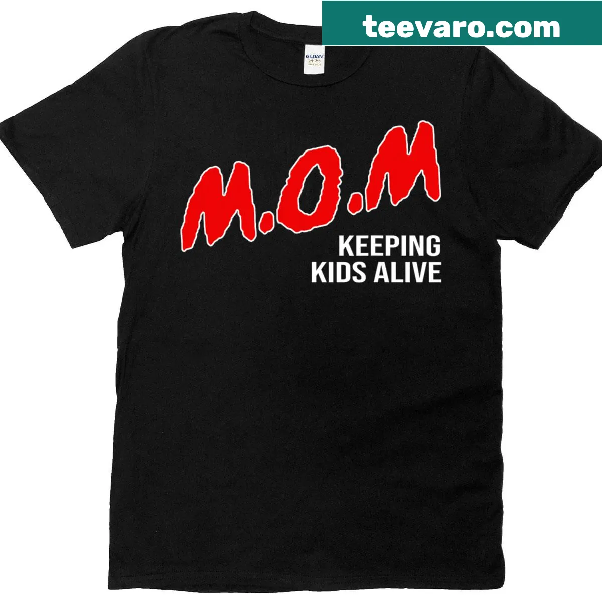 Funny text 'Mom Keeping Kids Alive' on t-shirt — on a men's t-shirt