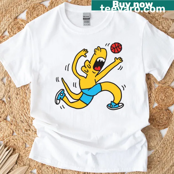 Cartoon monster playing basketball on t-shirt