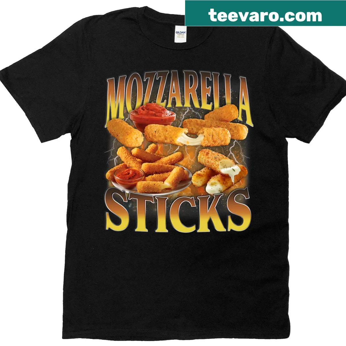 Funny cheese stick t-shirt with Gen Z humor — on a men's t-shirt