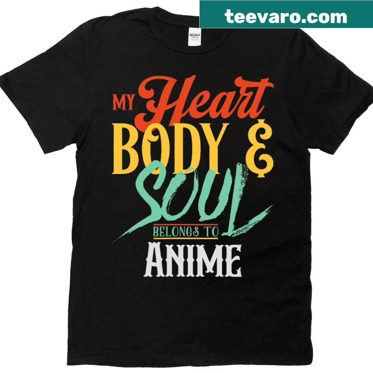 Heartfelt T-shirt expressing love for anime with heartfelt text — on a men's t-shirt