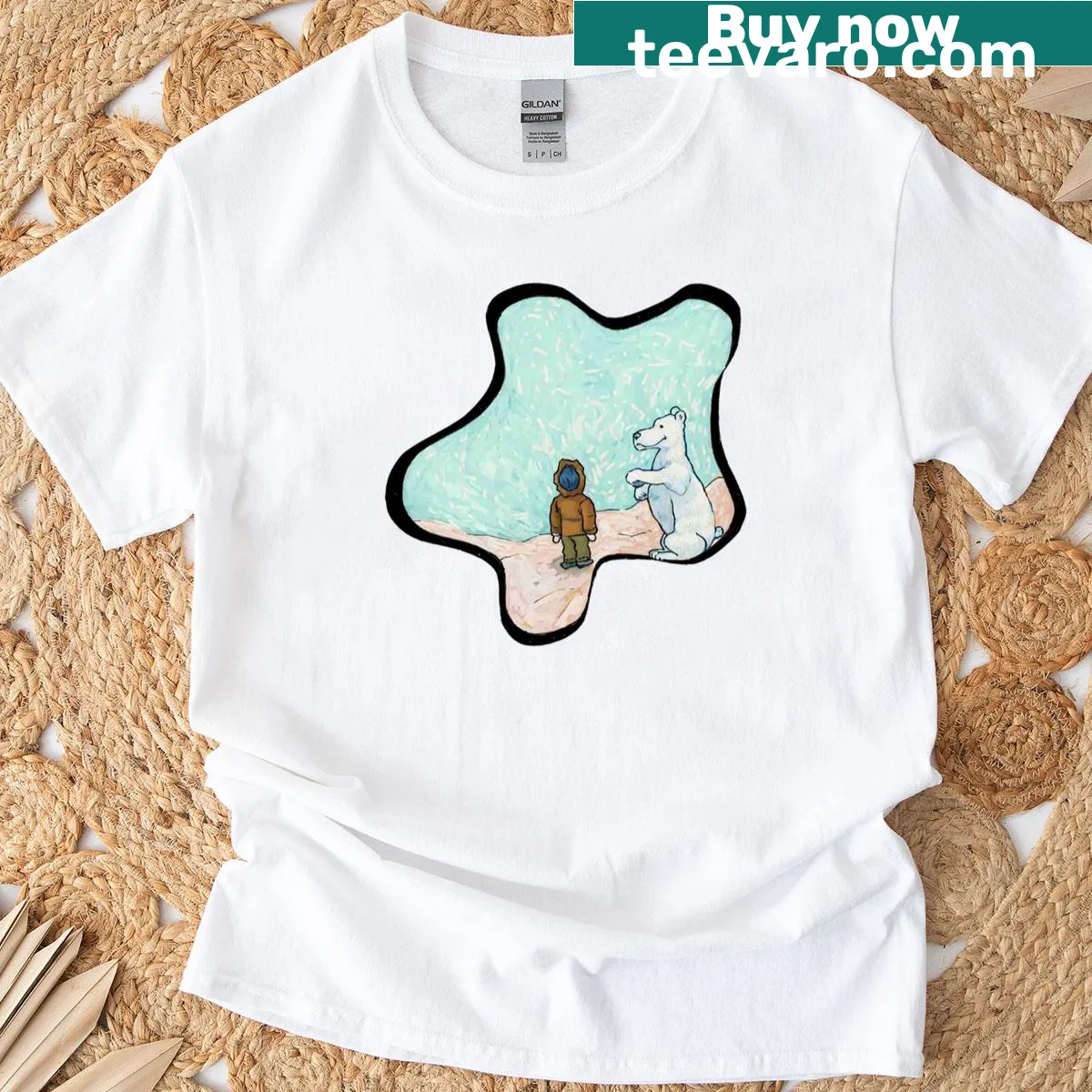 Polar bear graphic on a casual t-shirt — on a men's t-shirt