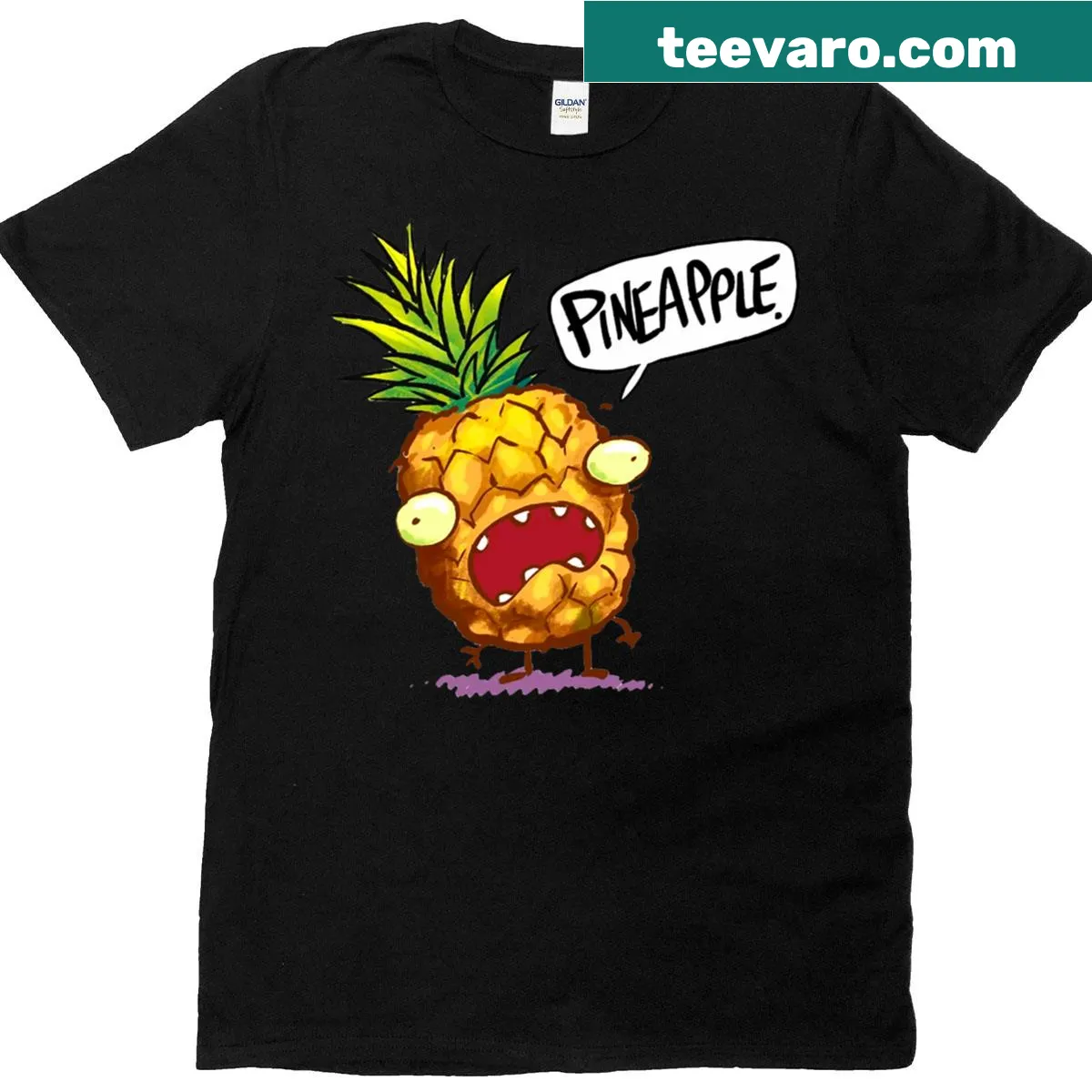 Funny pineapple graphic on t-shirt — on a men's t-shirt