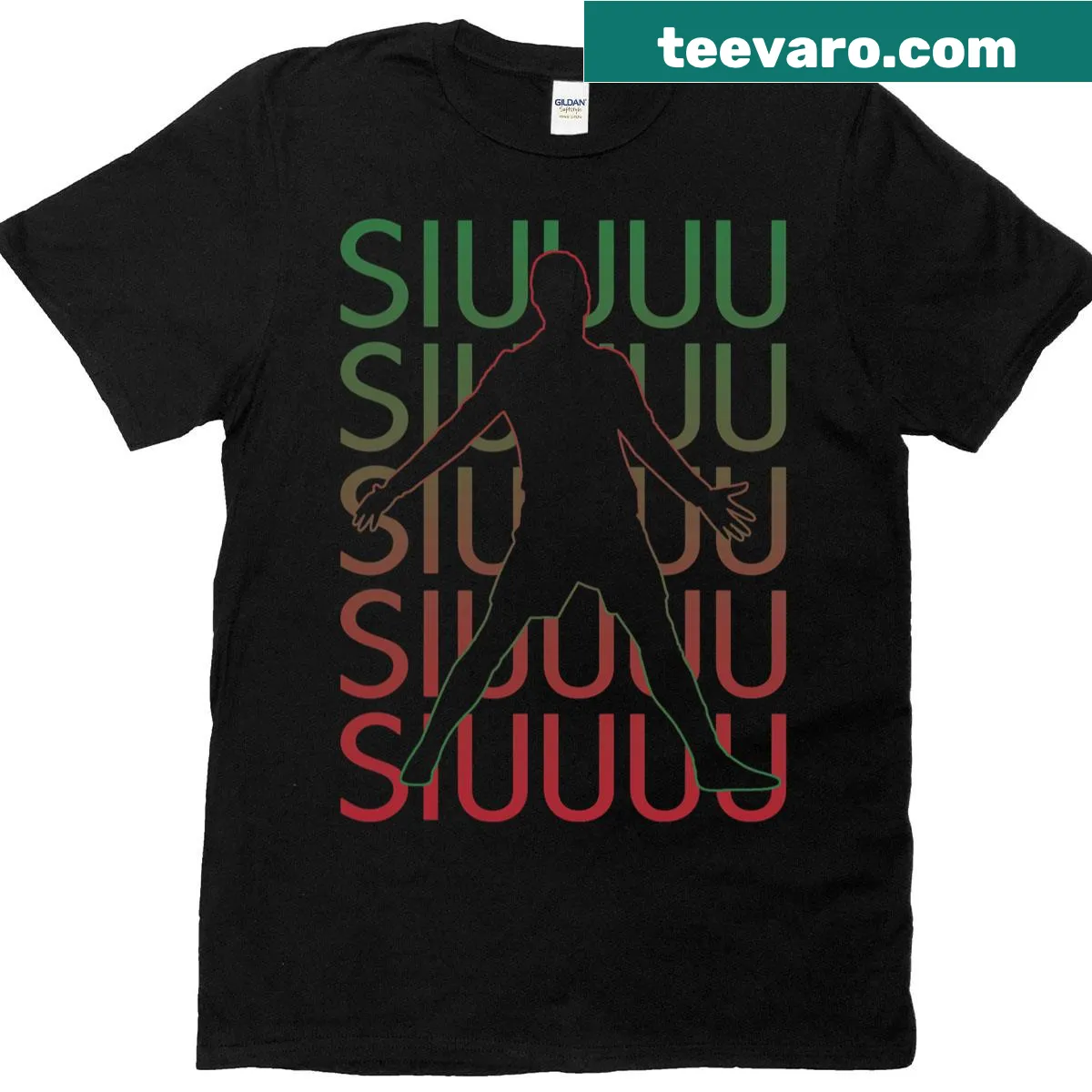 Funny soccer T-shirt with 'Siuuu' text for football fans — on a men's t-shirt
