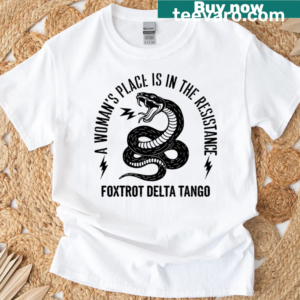 Graphic T-shirt with a snake and empowering text — on a men's t-shirt