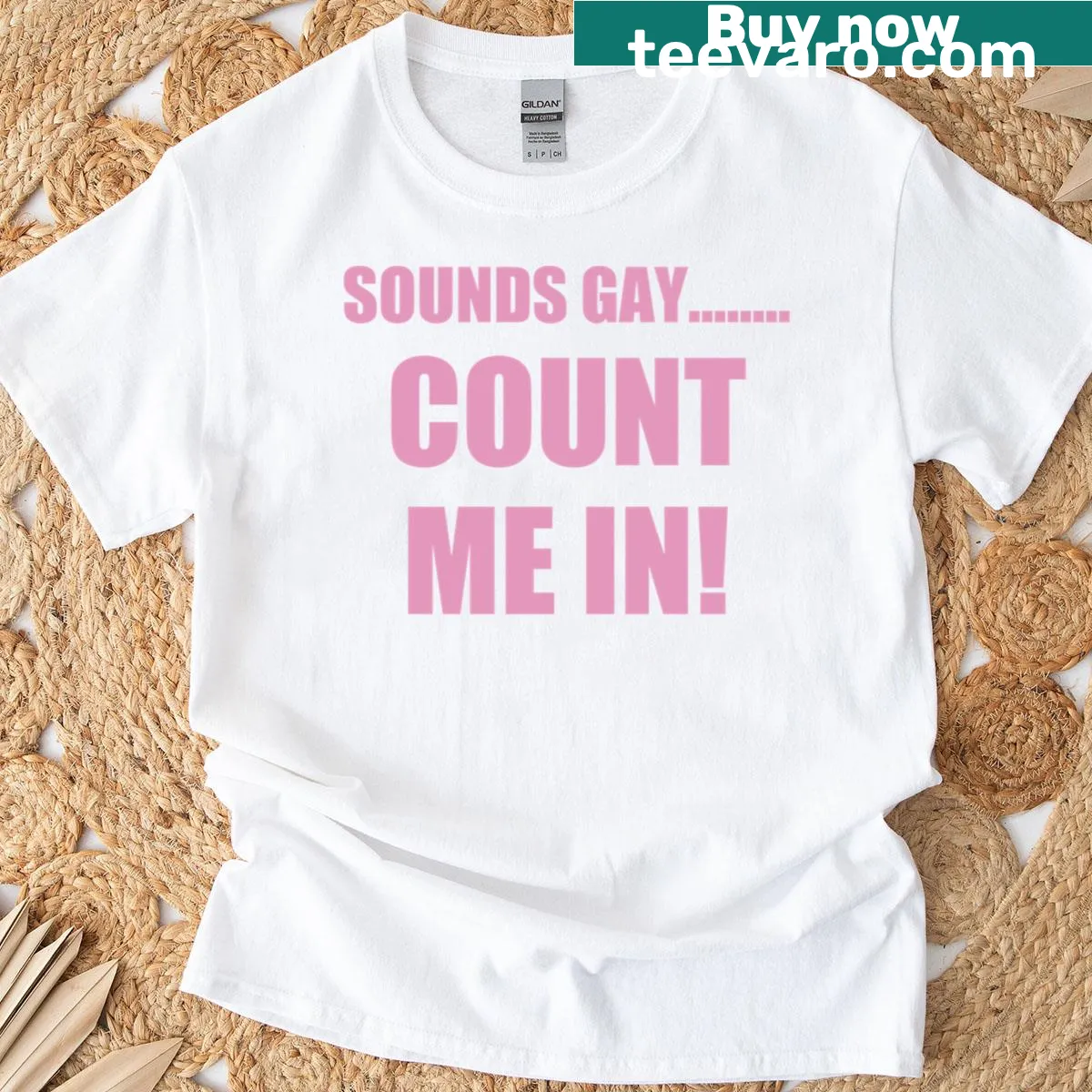 Graphic T-shirt with funny text about inclusion — on a men's t-shirt