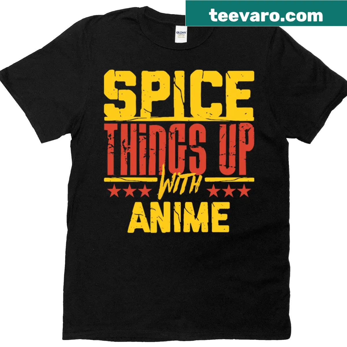 Humorous text T-shirt about spicing up life with anime — on a men's t-shirt