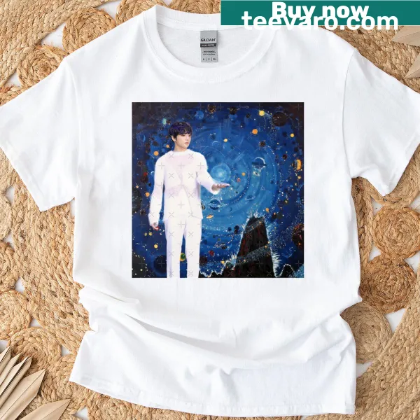 Realistic starry sky graphic t-shirt design