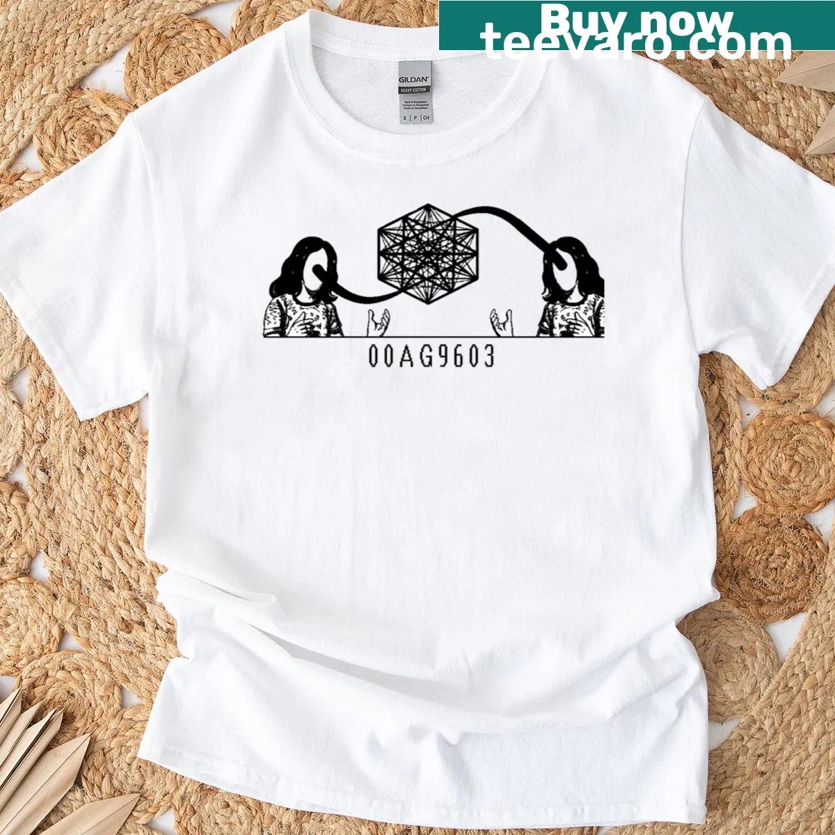 T-shirt featuring a graphic representing a community concept. — on a men's t-shirt