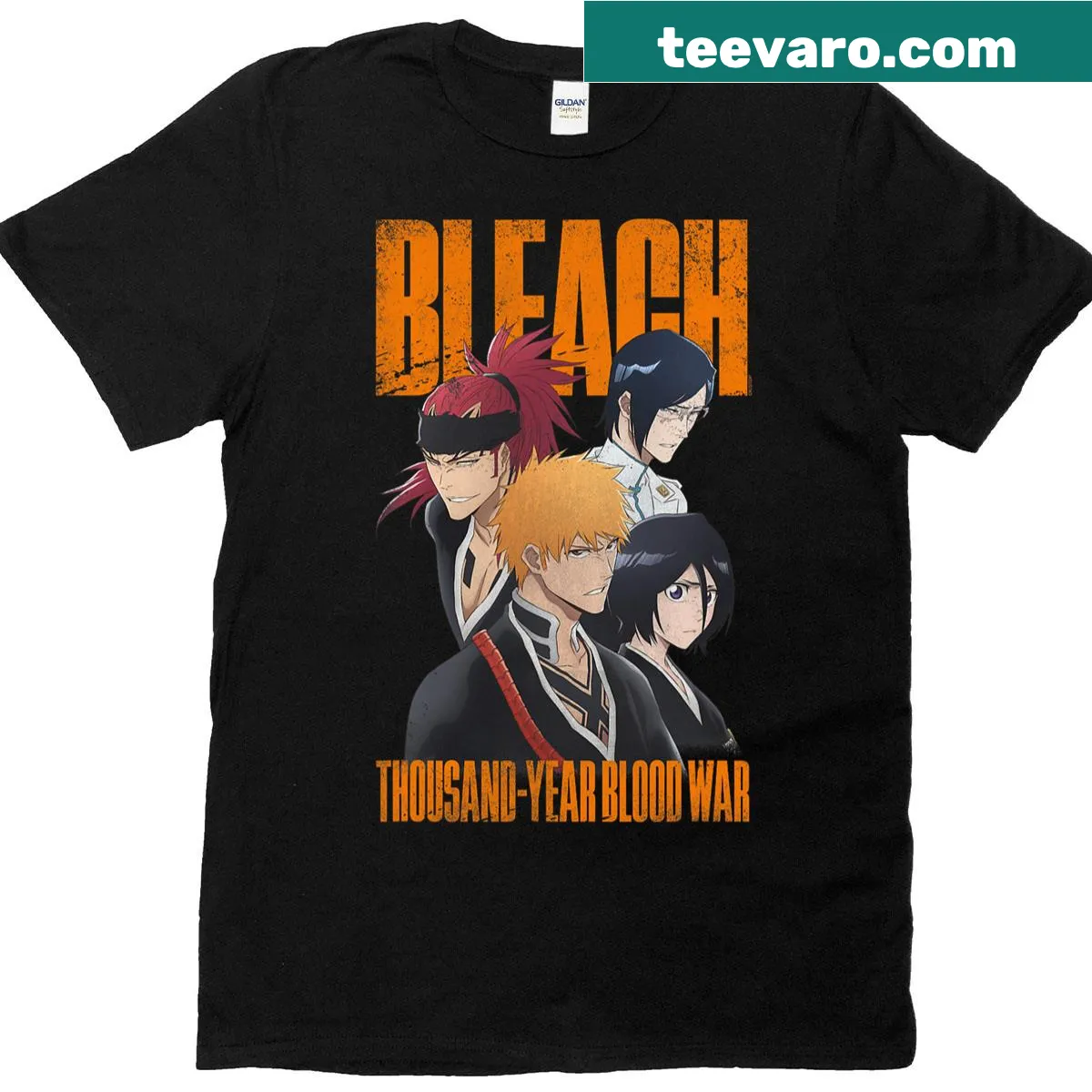 Anime T-shirt featuring Thousand Year Blood War characters — on a men's t-shirt