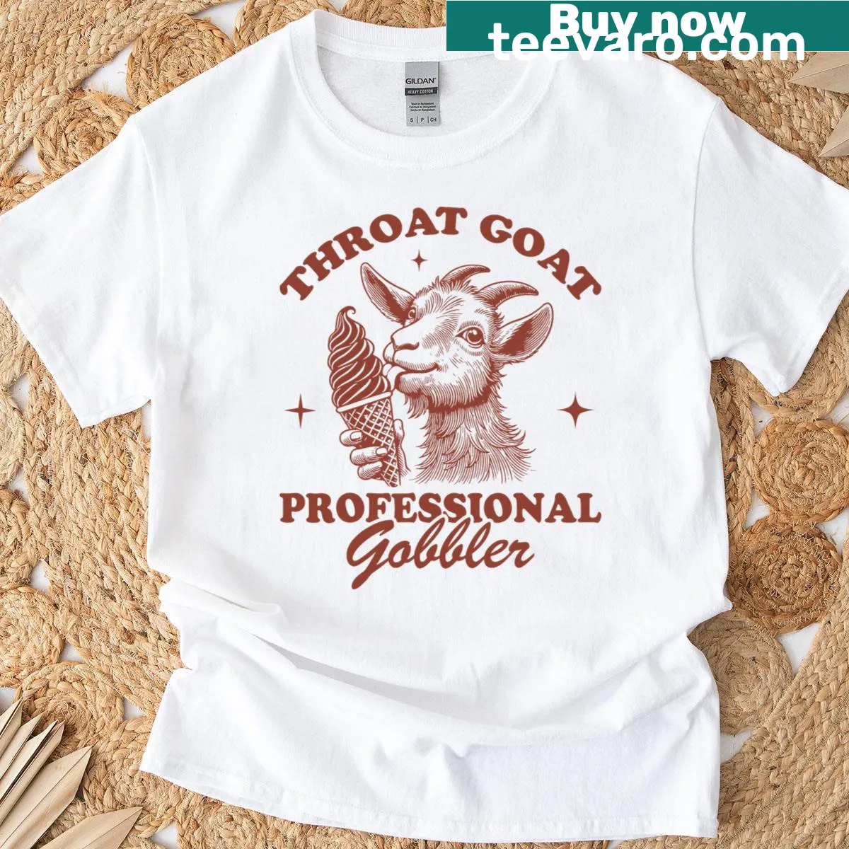 Funny Throat Goat T-shirt with edgy text design — on a men's t-shirt