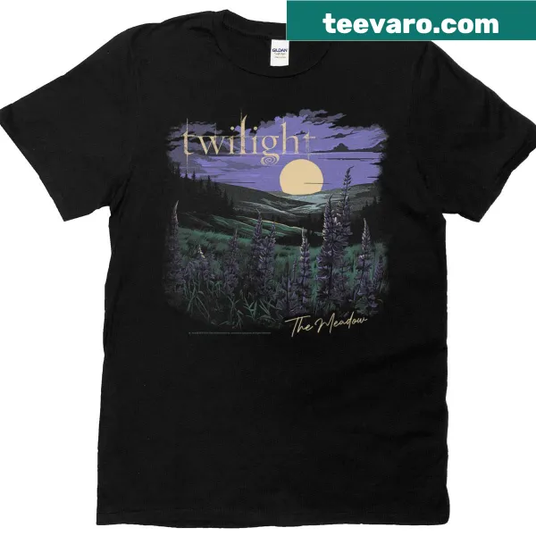 Meadow flowers and moon design from Twilight Saga on T-shirt.