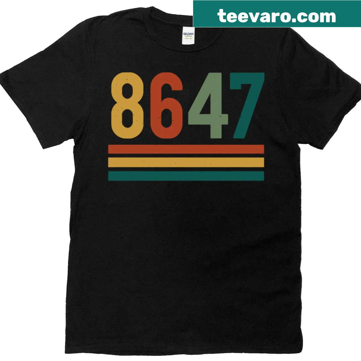 Vintage 80s style t-shirt with distressed anti-Trump design — on a men's t-shirt