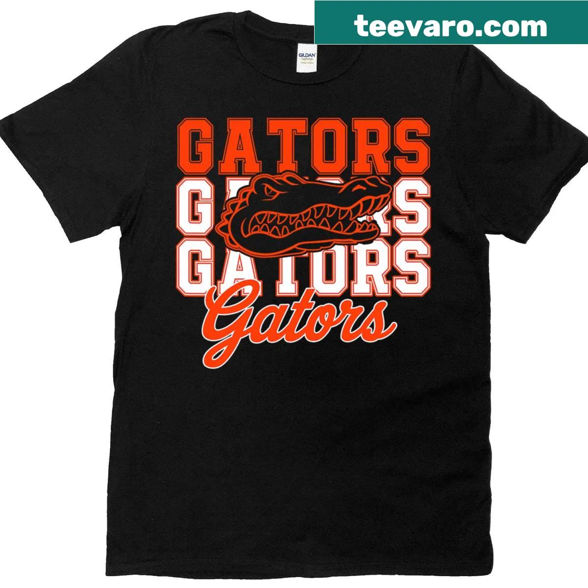 Funny gator graphic with personalized name option on t-shirt. — on a men's t-shirt
