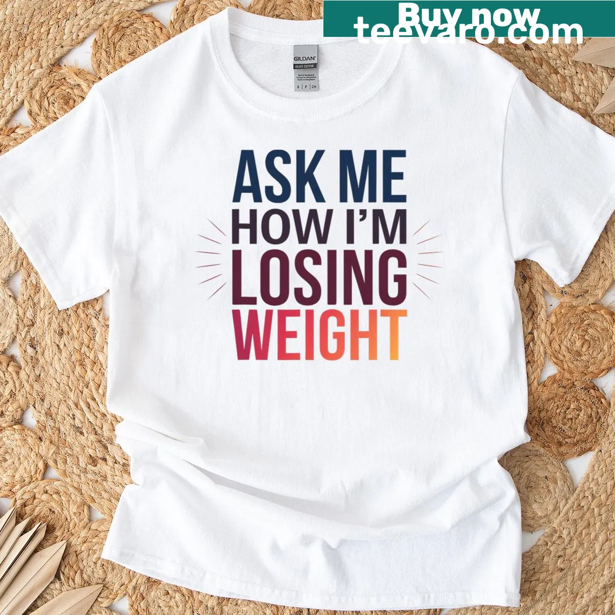 Funny motivational fitness t-shirt with a humorous weight loss slogan — on a men's t-shirt