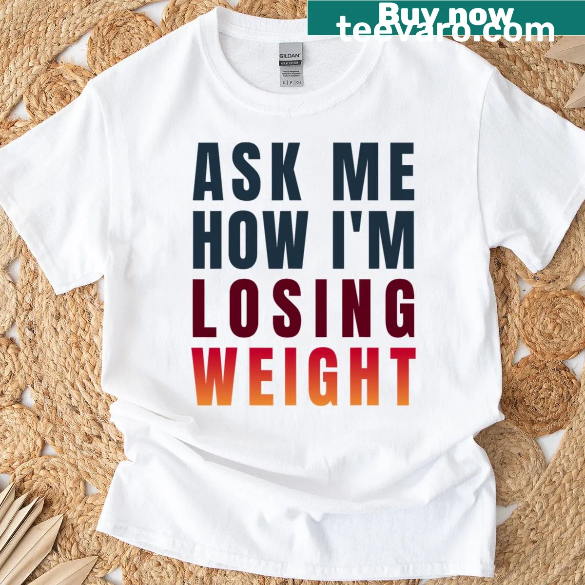 Motivational design t-shirt featuring a humorous slogan about weight loss — on a men's t-shirt