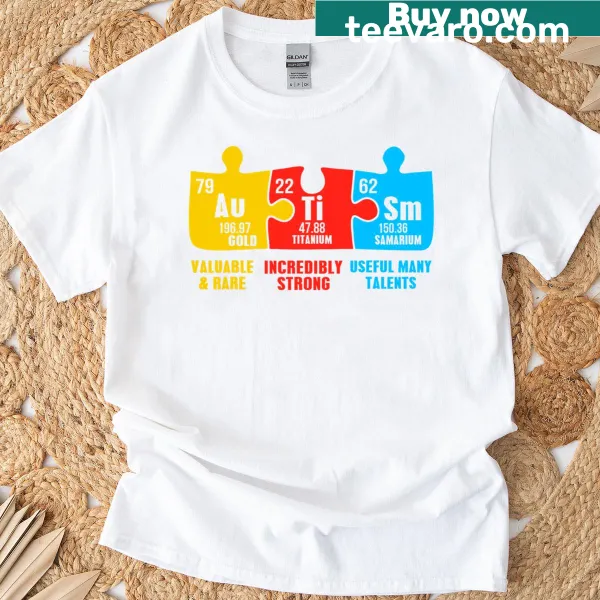 Periodic table design highlighting autism elements for awareness