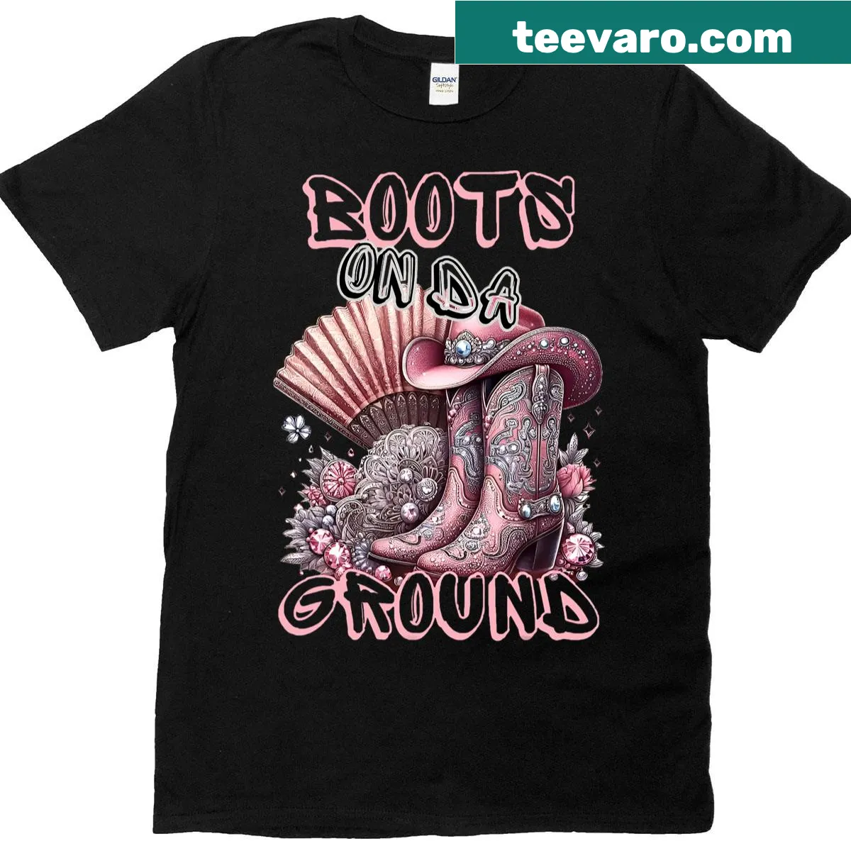 Text design celebrating cowgirl culture on a t-shirt — on a men's t-shirt