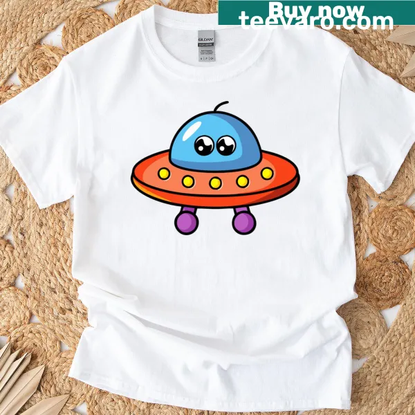 Cute cartoon character design on T-shirt with hand-drawn outline