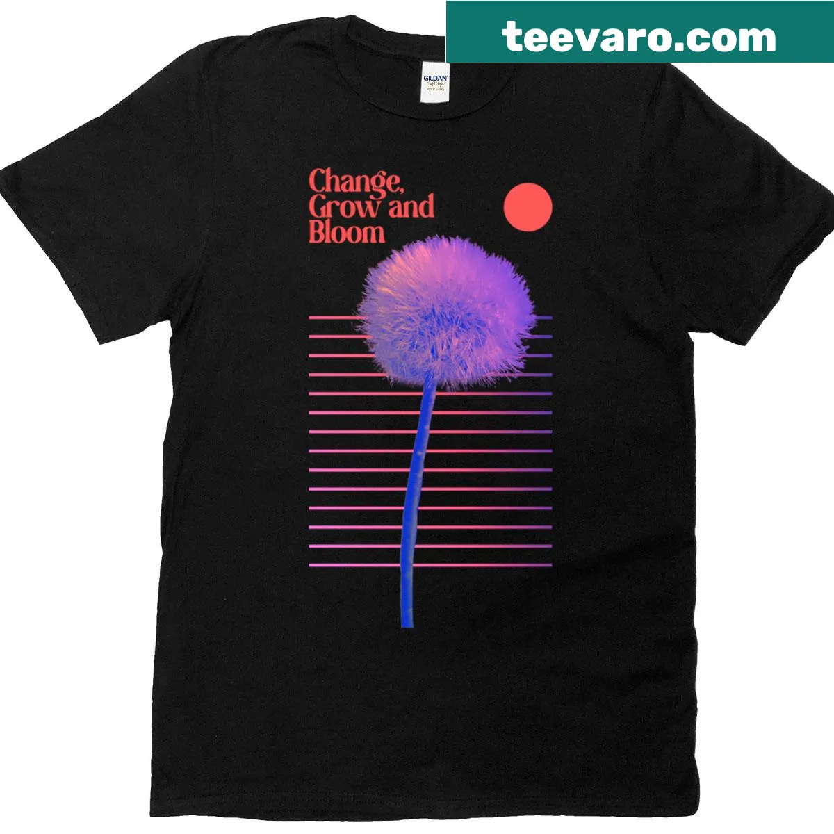 Inspirational Change Grow And Bloom T-shirt featuring motivational text — on a men's t-shirt